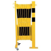 Crash Stop Výsuvná kovová zábrana na kolieskach Dancop, štvorhranný stĺpik 7 x 7 cm, čierna/žltá, dĺžka 400 cm