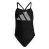 adidas 3 Bar Logo Print Swimsuit Womens Black/White 10 (S)