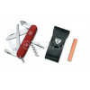 Victorinox Set- Camper červený, čierne puzdro, brúsny kameň
