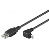 PremiumCord microUSB, konektor do úhlu 90°, 2m černý ku2m2f-90