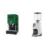 Gaggia New Classic EVO, green + Eureka Atom Specialty 75, white