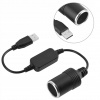 Konvertor USB na zásuvku zapaľovača 12V čierny