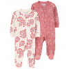 CARTER'S Overal na zips Sleep&Play Pink/Ivory Floral dievča 2ks 6m/ veľ. 68