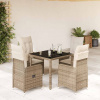 5dílný zahradní bistro set s poduškami béžový polyratan Béžová 3277096