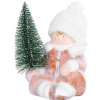 Postavička MagicHome Vianoce, Chlapček so stromčekom, terakota, 14,5x13x17 cm