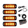4x stroboskopická LED lampa oranžová pomoc odťahovka 12-24V maják s diaľkovým ovládačom