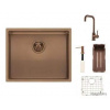 Reginox SET Miami 500 Copper + batéria Crystal + príslušenstvo (Medený set nerezového drezu vrátane príslušenstva. Montáž: spodná, integrovaná, polo integrovaná)