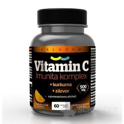 Vitamín C 500 mg Imunita komplex SALUTEM cmúľacie tablety s kurkumou a zázvorom, pomarančová príchuť 1x60 ks