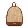 Dámsky ruksak s výpletom hnedo-béžový 100-4Y-413-95