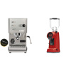 Profitec GO, brushed stainless steel + Eureka Helios 65, ferrari red