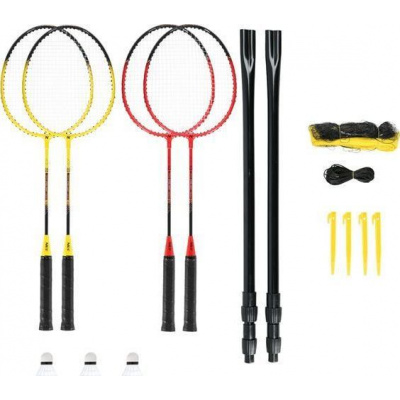 NILS NRZ264 ALUMINIUM badminton set 4 rackets 3 perie darts 600x60cm net case