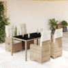 5dílný zahradní bistro set s poduškami béžový polyratan Béžová 3277098