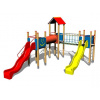 Playground System DETSKÉ IHRISKÁ - veľká multifunkčná zostava - dve šmýkačky 4U307D-15