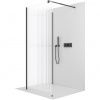 CERANO - Sprchová zástena Walk-in Onyx Corner Round Ľ/P - 8 mm - guľatá vzpera - čierna matná, ryhované sklo - 70x50 cm