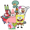 CUKROVÁ TLAČ jedlý obrázok na tortu Cukrová hmota SPONGEBOB SKALMAR BAJKA SADA