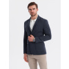 Ombre Men's SLIM knit jacket with subtle texture - navy blue modrá | biela | krémová M Ombre 5902228883777