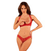 Obsessive Vášnivý set otevřený Lacelove cupless set - Obsessive - XL/2XL - červená