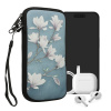 kwmobile Neoprene Sleeve for smartphone Size XXL - 7 - Shock Absorbing Pouch kryt - Ochranný telefon Bag - Magnolias Taupe / bílá / modro-šedá
