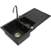 Mexen Andres 1,5-komorový granitový kuchynský drez s odkvapkávačom 100x50 cm a kuchynská batéria Telma, čierna, 6515-77-670200-50