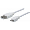 MANHATTAN Kabel propojovací USB 2.0 A Male / Micro-B Male, 1m, bílý 323987