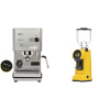 Profitec GO, brushed stainless steel + Eureka Helios 65, yellow