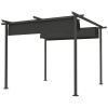 OUTSUNNY Voľne stojaca kovová pergola so zaťahovacou plátennou strechou 300 x 300 cm tmavosivá