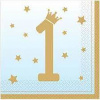 Amscan Servítky s číslom ˝1˝ s korunkou Blue&Gold 16ks v balení