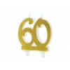 PartyDeco Tortová sviečka zlatá 60
