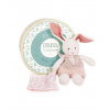 Doudou et Compagnie Paris plyšový Ecru králiček s růžovou dečkou z BIO bavlny 22 cm