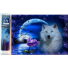 Diamantová Výšivka Vlk Kvety Spln Mesiac Mozaika Diamond Painting Sada