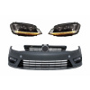 KITT Front Bumper suitable for VW Golf VII 7 (2013-2017) R-line Look with Headlights 3D LED DRL FLOWING Dynamic Sequential Turning Lights Silver
