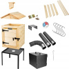 Udiareň - Drevená dymová dom set 60 cm s krbom (Drevená dymová dom set 60 cm s krbom)