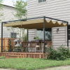 OUTSUNNY Samostatne stojaca kovová pergola so zaťahovacou plátennou strechou 400 x 300 cm khaki