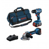 Bosch - 18V AKU súprava vŕtacieho skrutkovača GSR 185-LI a uhlovej brúsky GWS 18V-8 125 mm, 2x aku 4,0 Ah Li-Ion, nabíjačka 0615A5007N