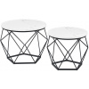 Houseland Sada 2 ks odkladacích stolíkov Vasagle Elezi, biely mramor/čierna
