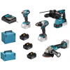 Makita Makita DLX4195JX1 AKU sada DGA504+DHR243+DHP489+DTD173 Li-ion LXT 3x 18V/5,0Ah v Makpacu DLX4195JX1
