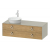DURAVIT White Tulip závesná skrinka pod umývadlo na dosku vľavo, 2 zásuvky, 1300 x 550 x 408 mm, dub prírodný masív/taupe matná, WT4992LH560