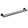 Sapho X-ROUND BLACK dvojitý držiak uterákov 600mm, čierna mat XR401B