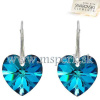 MSPERK Strieborné dámske náušnice srdcia Crystal Bermuda Blue Ag 925/1000