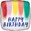 Amscan BALÓNIK fóliový štvorcový Happy Birthday Farebné pruhy 43cm