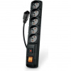 Acar F5 5m kabel, 5 zásuvek, přepěťová ochrana, černý ppacarf5-5black