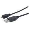 MANHATTAN Kabel propojovací USB 2.0 A Male / Micro-B Male, 1.8m, černý 307178