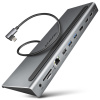 AXAGON HMC-4KX3 USB 3.0 hub, MiniDP + 2x HDMI, LAN, PD, 3x USB-A, čítačka kariet SD, audio