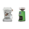 Ascaso Dream PID, leštený hliník + Eureka Atom 60, kawasaki green