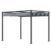 OUTSUNNY Samostatne stojaca kovová pergola so zaťahovacou plátennou strechou 400 x 300 cm sivá