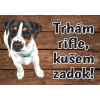 Hliníková tabuľka Pozor pes – Trhám rifle, kušem zadok! | kovová tabuľka na bránu kovová tabuľka na plot | hliníková výstražná tabuľka | pozor zlý pes