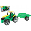 Traktor plast bez lyžice a bagru s vozíkom v krabici 71x35x29cm