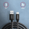 AXAGON BUCM3-AM10AB, SPEED kabel USB-C USB-A, 1m, USB 3.2 Gen 1, 3A, ALU, oplet, černý BUCM3-AM10AB