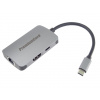 PREMIUMCORD Adaptér USB-C na HDMI + RJ45 + PD adaptér, hliníkové pouzdro