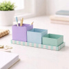 Organizér na písací stôl Avec pre deti kartónový, tri komory, zelený fialový